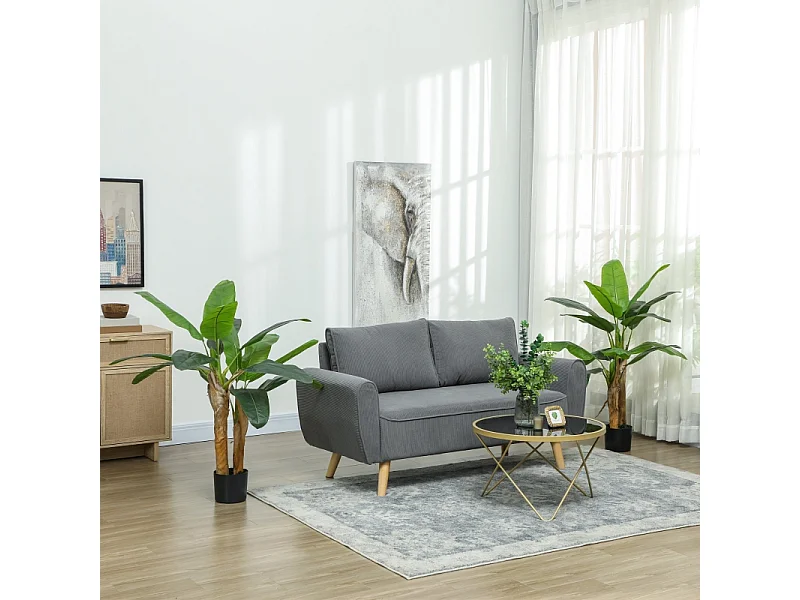 Arbre à banane artificiel 2 pièces, avec pot et mousse artificielle, plastique, vert (17x17x120 cm)