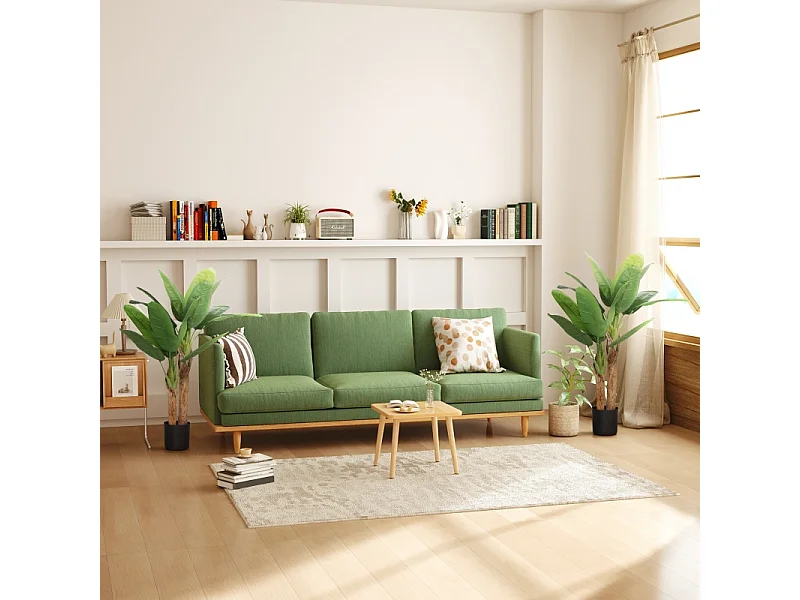 Arbre à banane artificiel 2 pièces, avec pot et mousse artificielle, plastique, vert (17x17x120 cm)