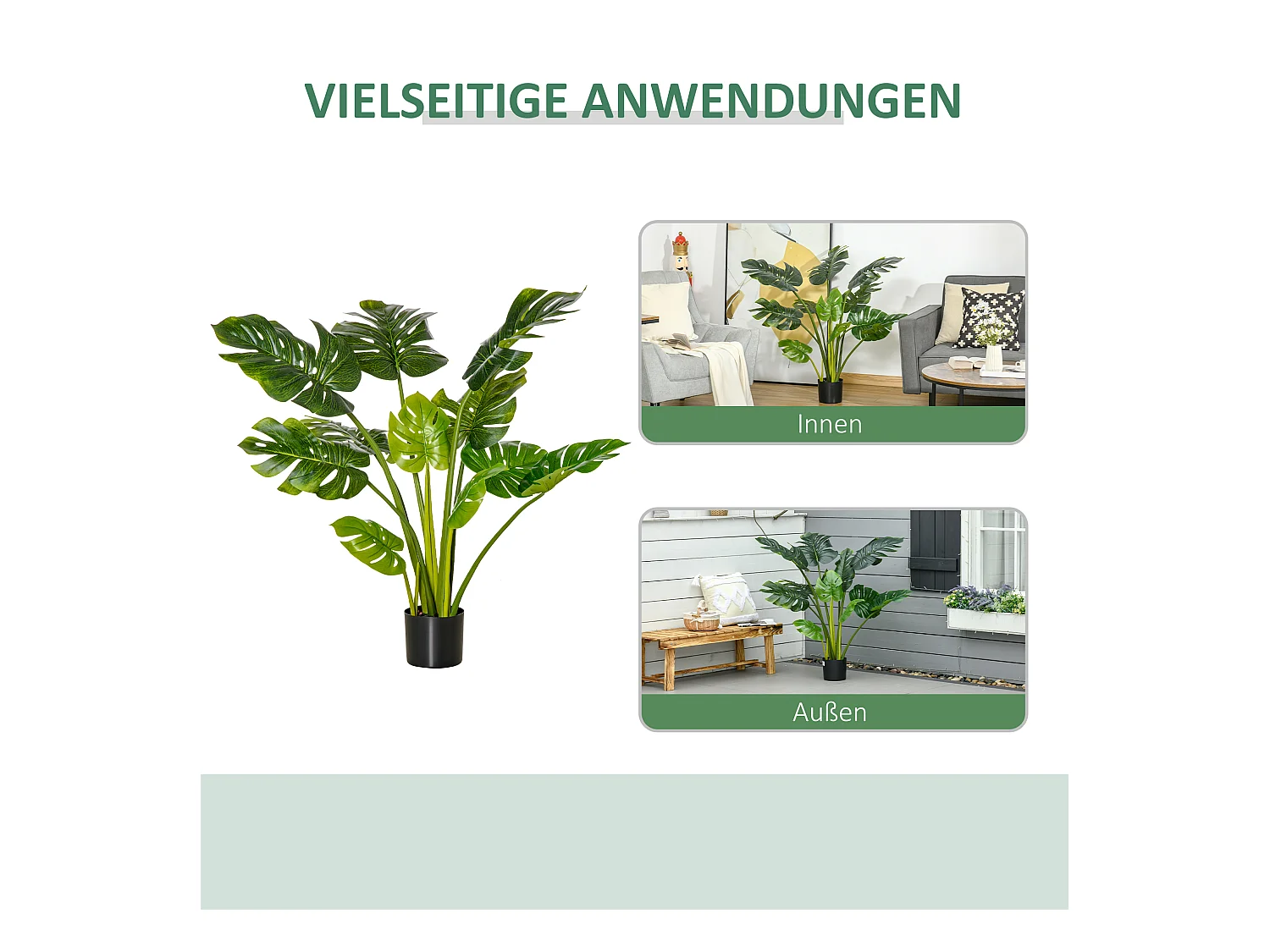 Plante artificielle Monstera, 110 cm, plastique, vert (17x17x110 cm)