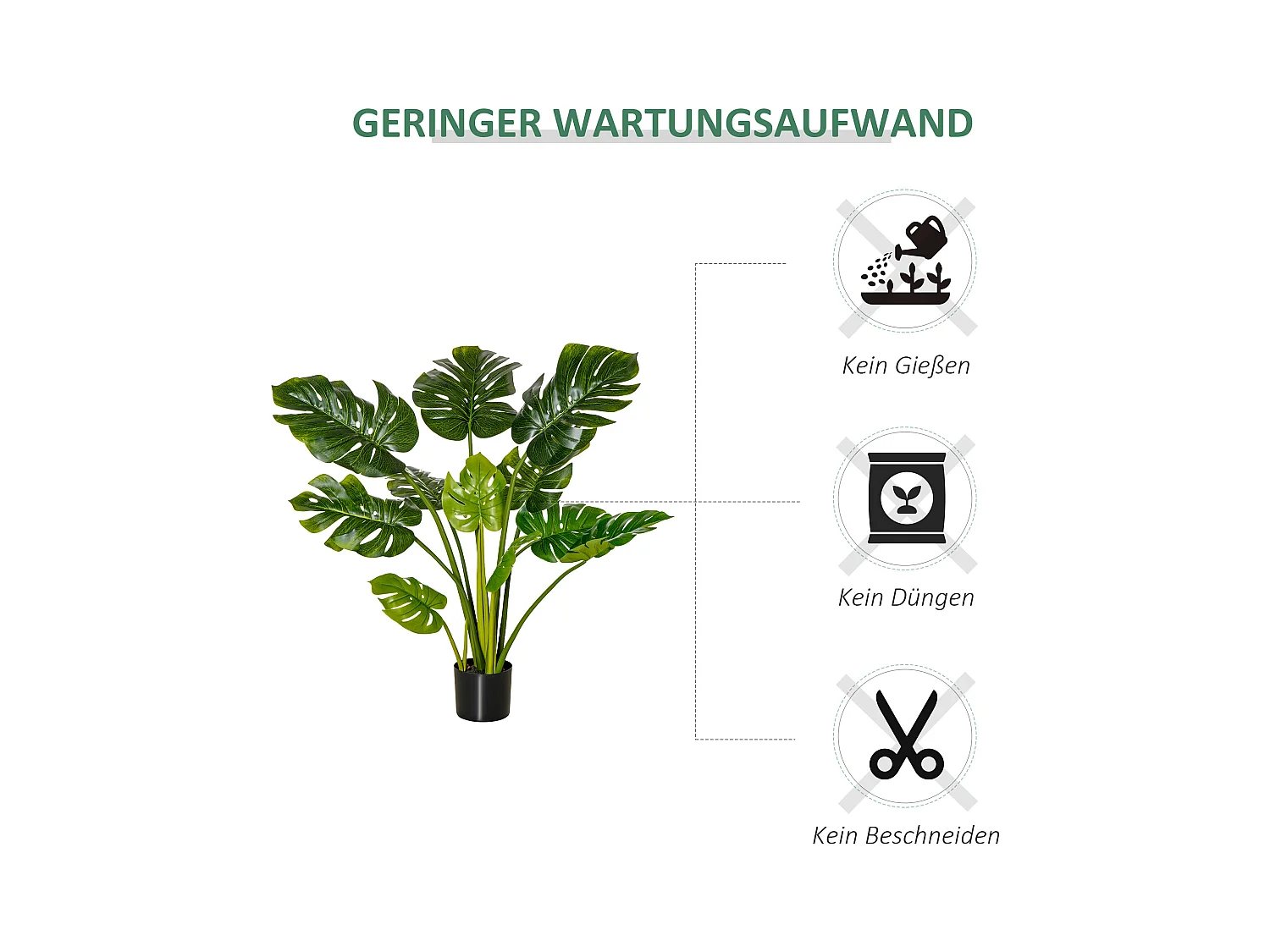 Plante artificielle Monstera, 110 cm, plastique, vert (17x17x110 cm)