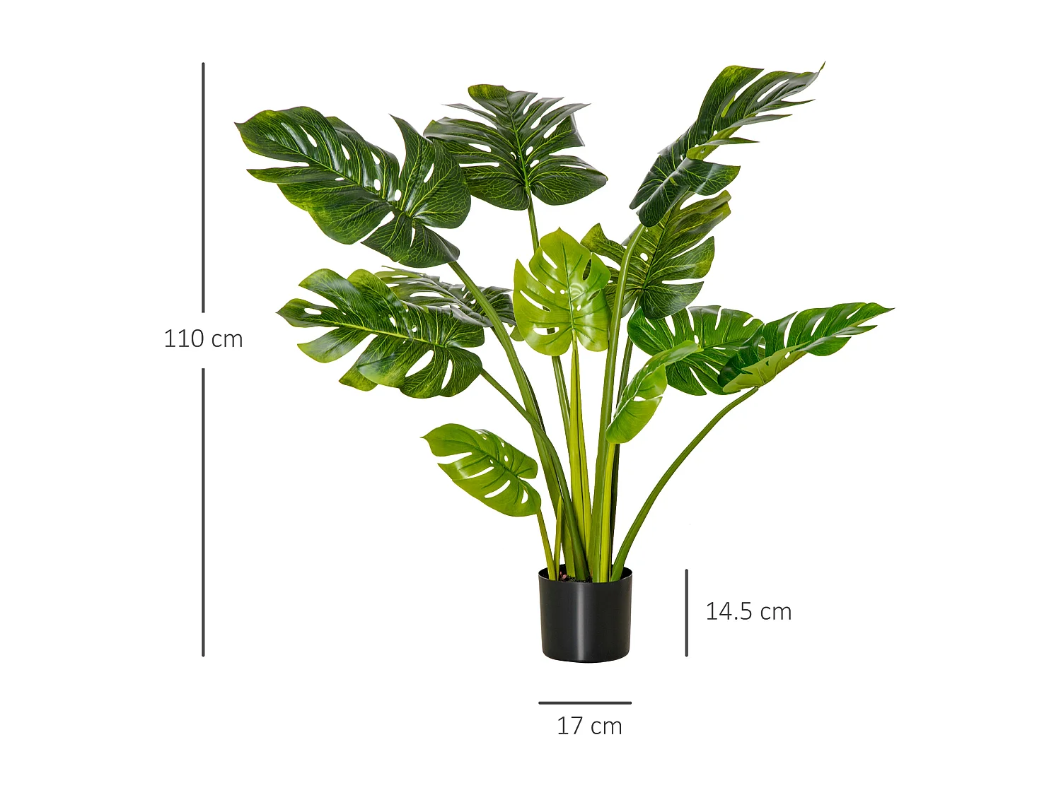 Plante artificielle Monstera, 110 cm, plastique, vert (17x17x110 cm)
