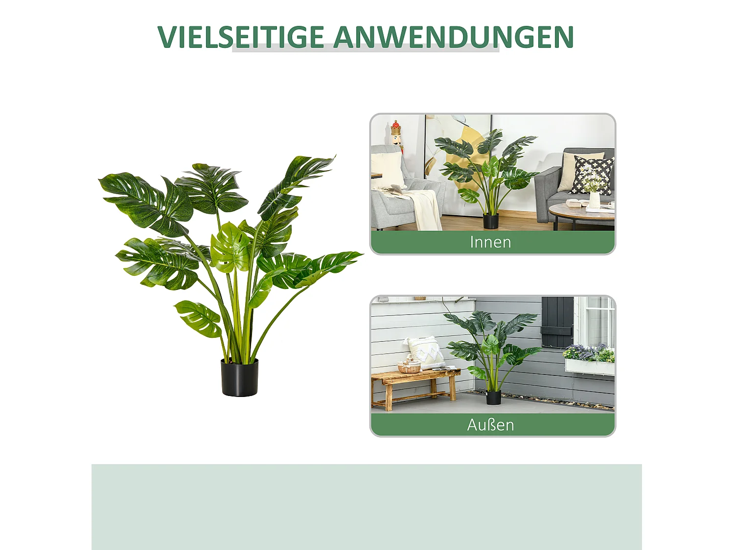 Plante artificielle Monstera, 110 cm, plastique, vert (17x17x110 cm)