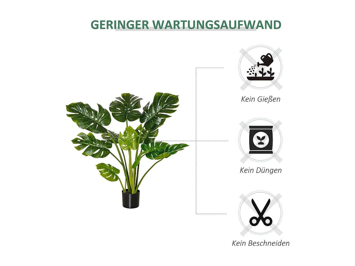 Plante artificielle Monstera, 110 cm, plastique, vert (17x17x110 cm)