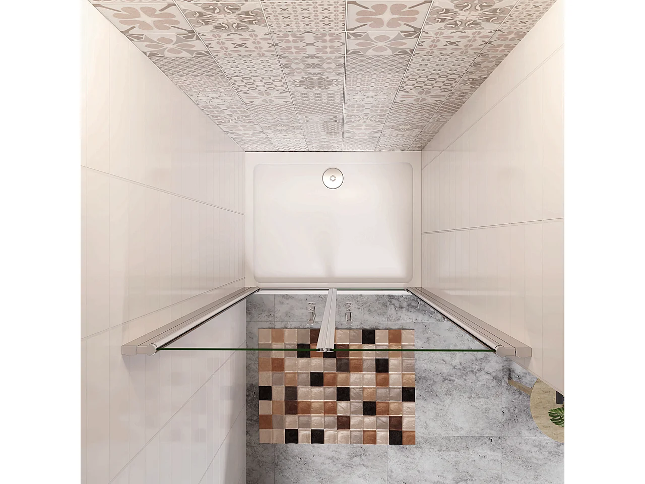 100x197cm Porta Doccia Per Nicchia Doppie Ante Battenti Saloon In Vetro 6mm Temperato Trasparente Anticalcare