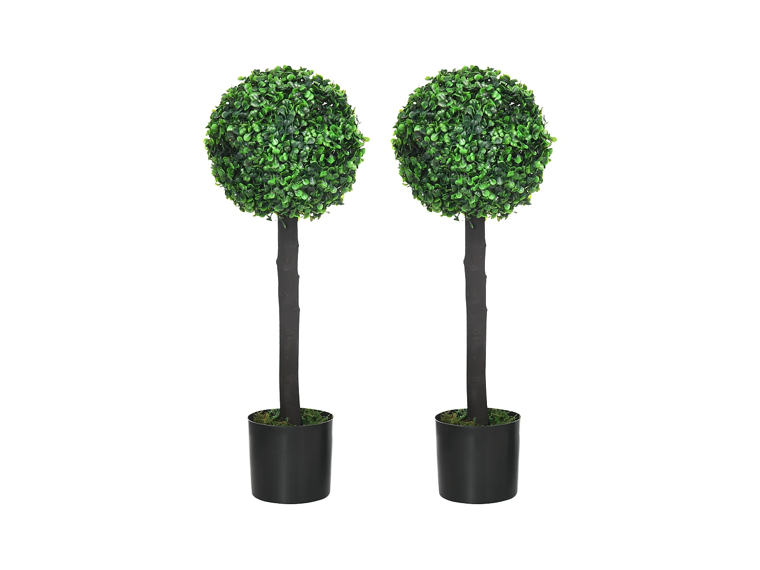 Set de 2 buis artificiels UV résistants, plante décorative avec pot, PEVA, vert (20x20x60 cm)