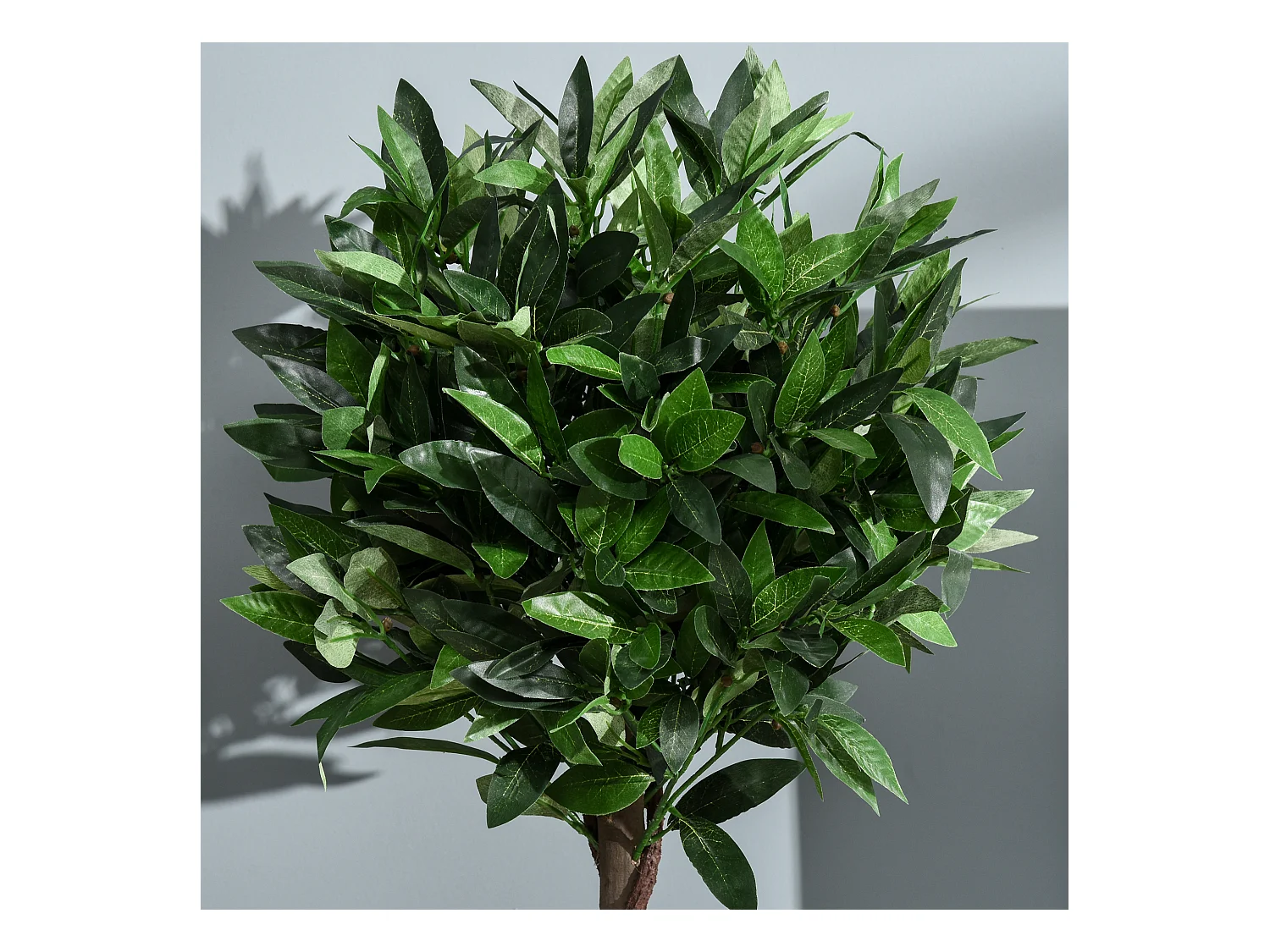 2 pièces Laurier artificiel, plastique, vert, avec pot en ciment (16x16x120 cm)