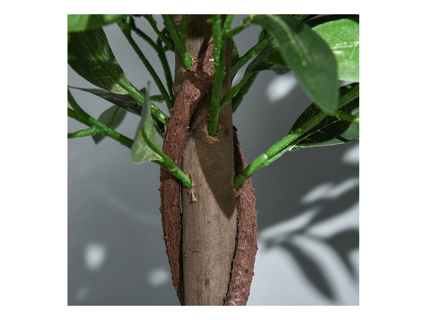 2 pièces Laurier artificiel, plastique, vert, avec pot en ciment (16x16x120 cm)