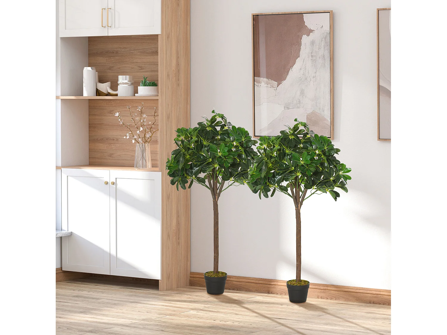 pezzi Albero di alloro artificiale, plastica, verde, con vaso in cemento (16x16x120 cm)