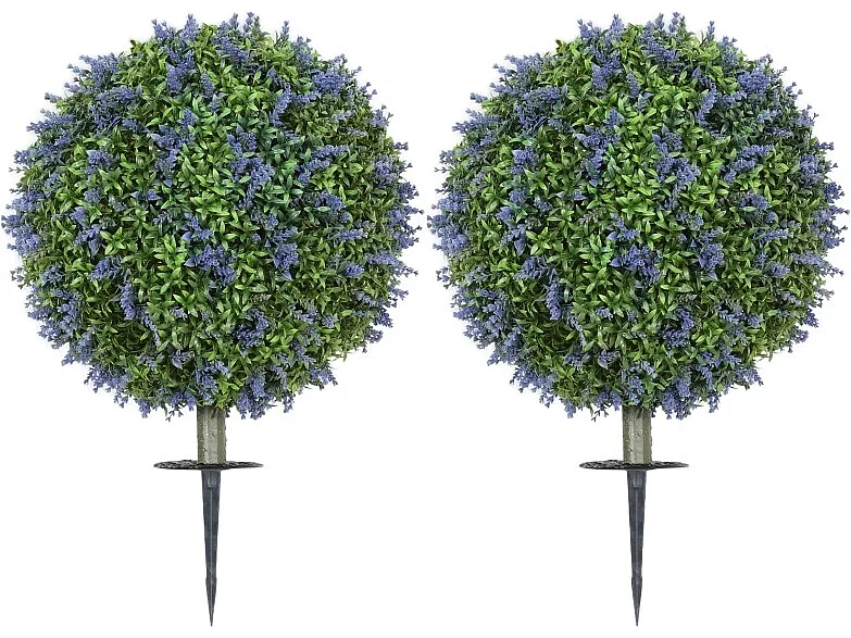 Set van 2 realistische kunstmatige lavendel, UV-bescherming, paars plastic (40x40x60cm)