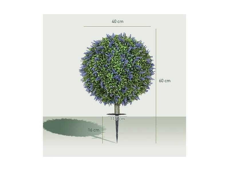 Set de 2 lavandes artificielles réalistes, protection UV, plastique violet (40x40x60cm)