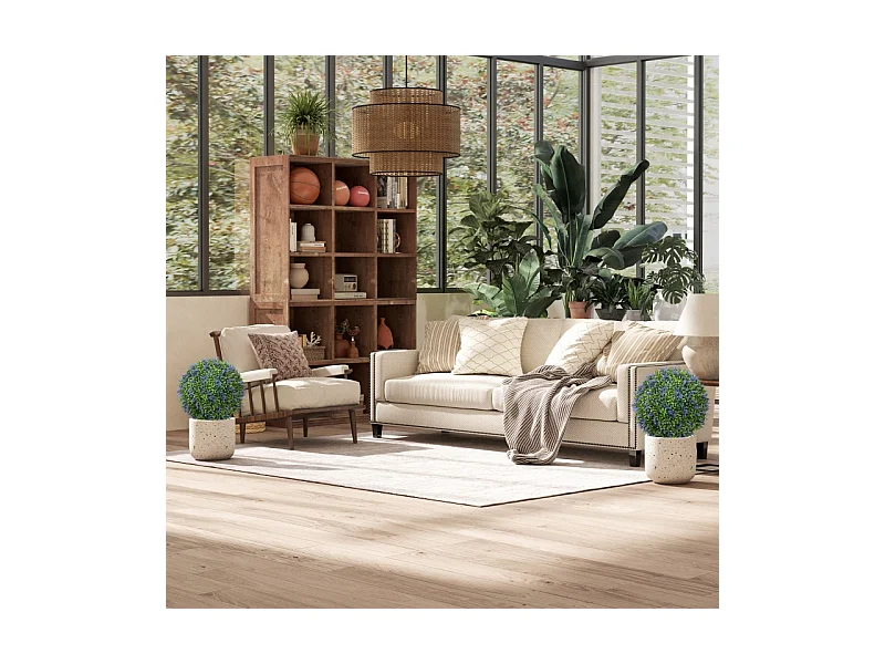 Set de 2 lavandes artificielles réalistes, protection UV, plastique violet (40x40x60cm)