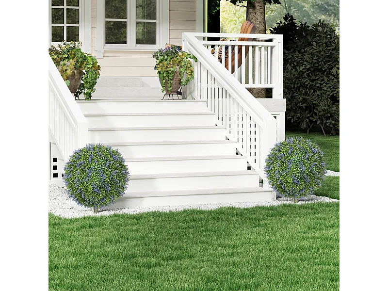 Set de 2 lavandes artificielles réalistes, protection UV, plastique violet (40x40x60cm)