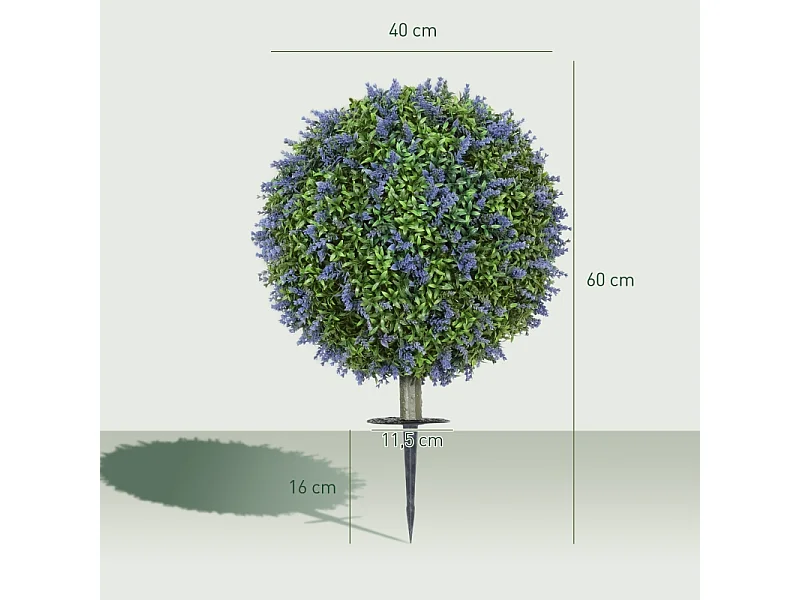 Set de 2 lavandes artificielles réalistes, protection UV, plastique violet (40x40x60cm)