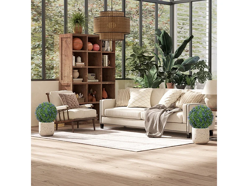 Set de 2 lavandes artificielles réalistes, protection UV, plastique violet (40x40x60cm)