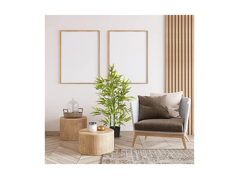 Bambou artificiel 90 cm avec pot, plastique, vert (15x15x90 cm)