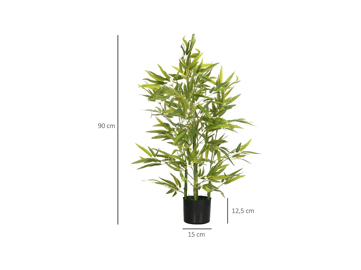 Bambou artificiel 90 cm avec pot, plastique, vert (15x15x90 cm)