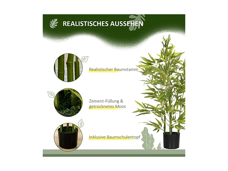 Bambou artificiel 90 cm avec pot, plastique, vert (15x15x90 cm)