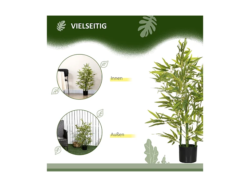 Bambou artificiel 90 cm avec pot, plastique, vert (15x15x90 cm)