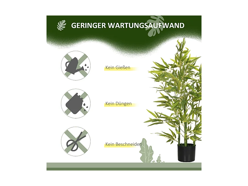 Bambou artificiel 90 cm avec pot, plastique, vert (15x15x90 cm)