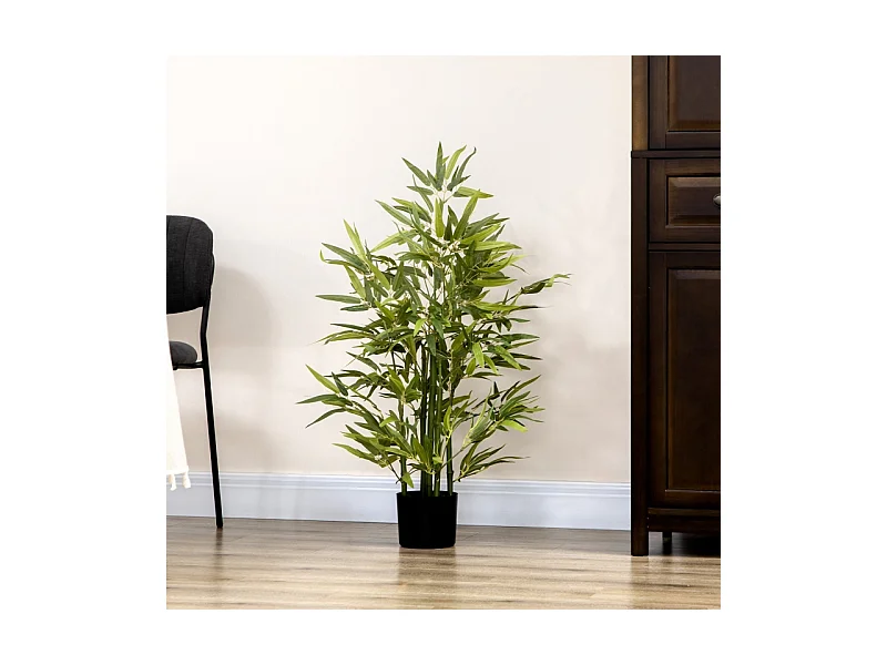 Bambou artificiel 90 cm avec pot, plastique, vert (15x15x90 cm)