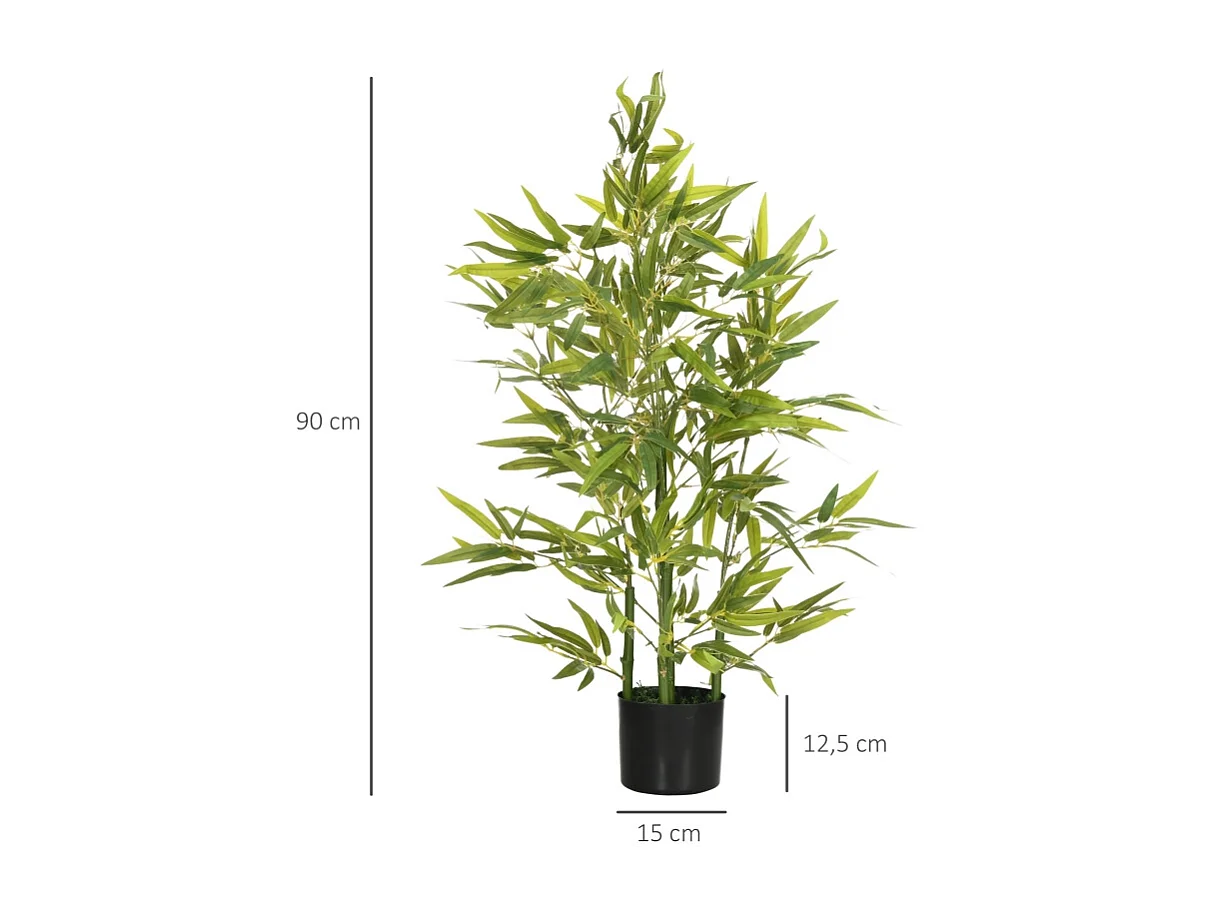 Bambou artificiel 90 cm avec pot, plastique, vert (15x15x90 cm)