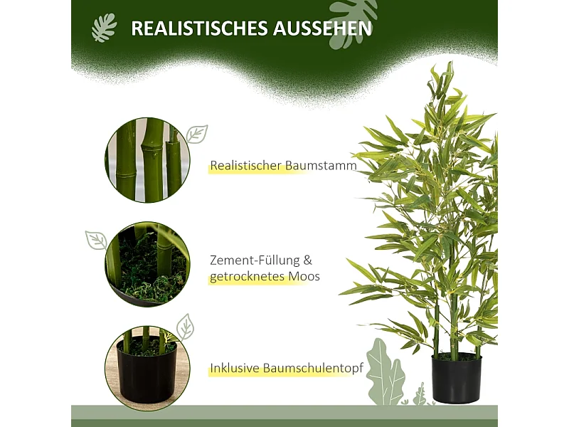 Bambou artificiel 90 cm avec pot, plastique, vert (15x15x90 cm)