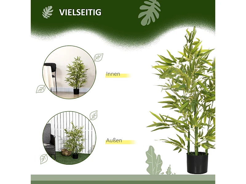 Bambou artificiel 90 cm avec pot, plastique, vert (15x15x90 cm)