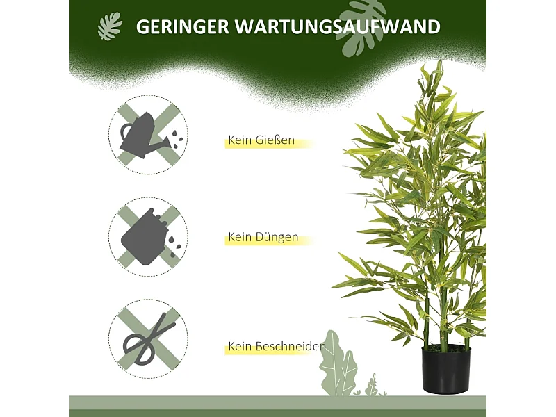 Bambou artificiel 90 cm avec pot, plastique, vert (15x15x90 cm)