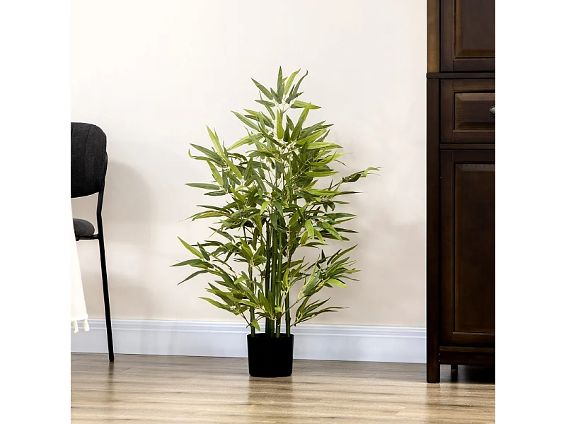 Bambou artificiel 90 cm avec pot, plastique, vert (15x15x90 cm)