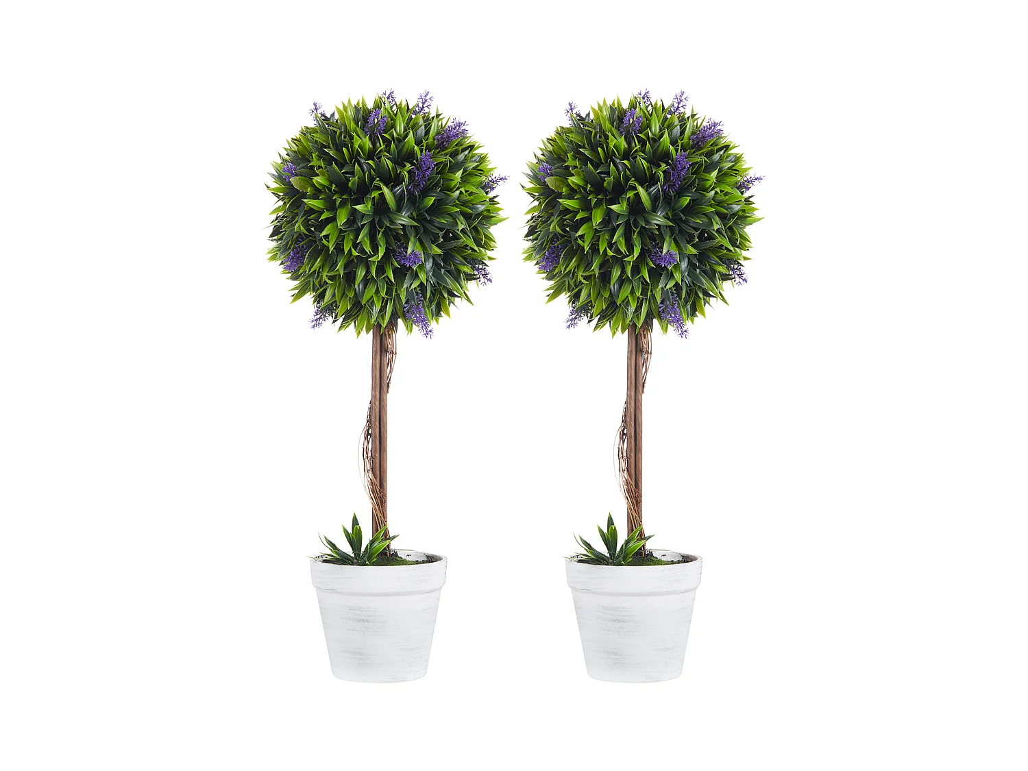 Kunstlavendelplanten, 2 stuks, met pot en kunstmos, 60 cm, groen (24x24x60 cm)