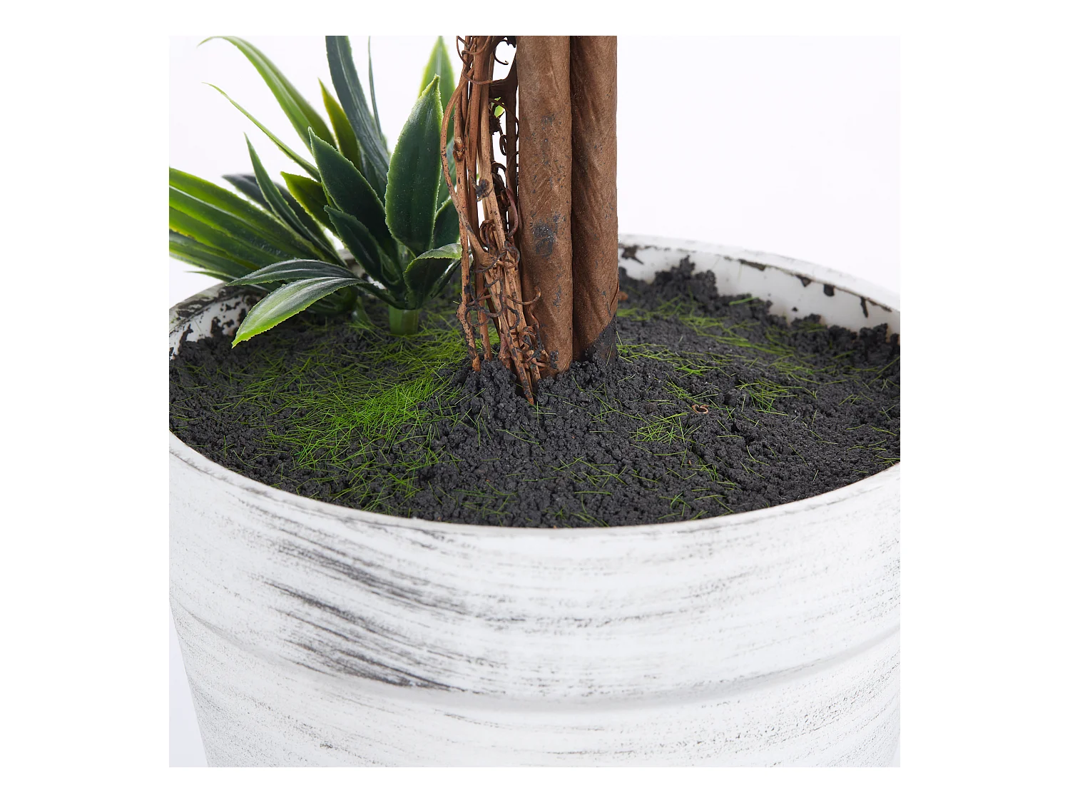 Kunstlavendelplanten, 2 stuks, met pot en kunstmos, 60 cm, groen (24x24x60 cm)