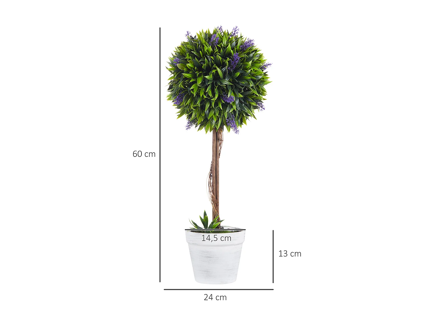 Plantes artificielles Lavendel, 2 pièces, avec pot et mousse artificielle, 60 cm, vert (24x24x60 cm)