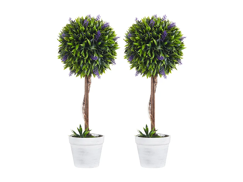 Piante di lavanda artificiale, 2 pezzi, con vaso e muschio artificiale, 60 cm, verde (24x24x60 cm)