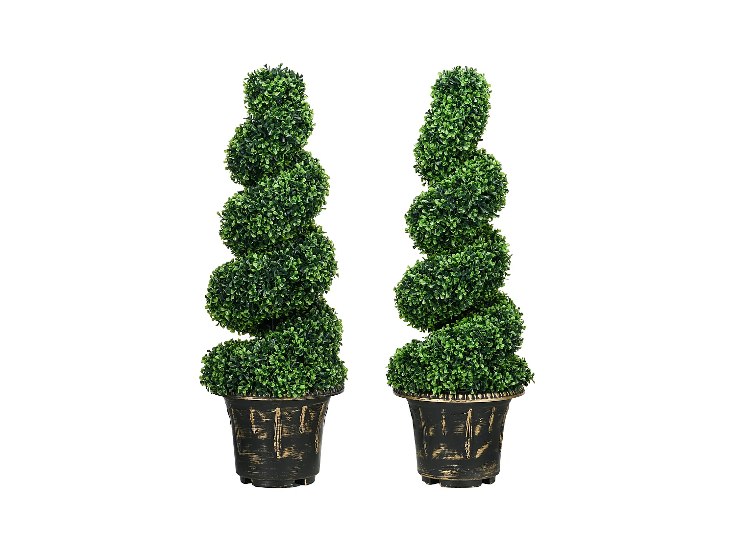 Plantes artificielles 2 pièces, buis UV résistant, en pot, pour intérieur et extérieur, 90 cm (30x30x90 cm)