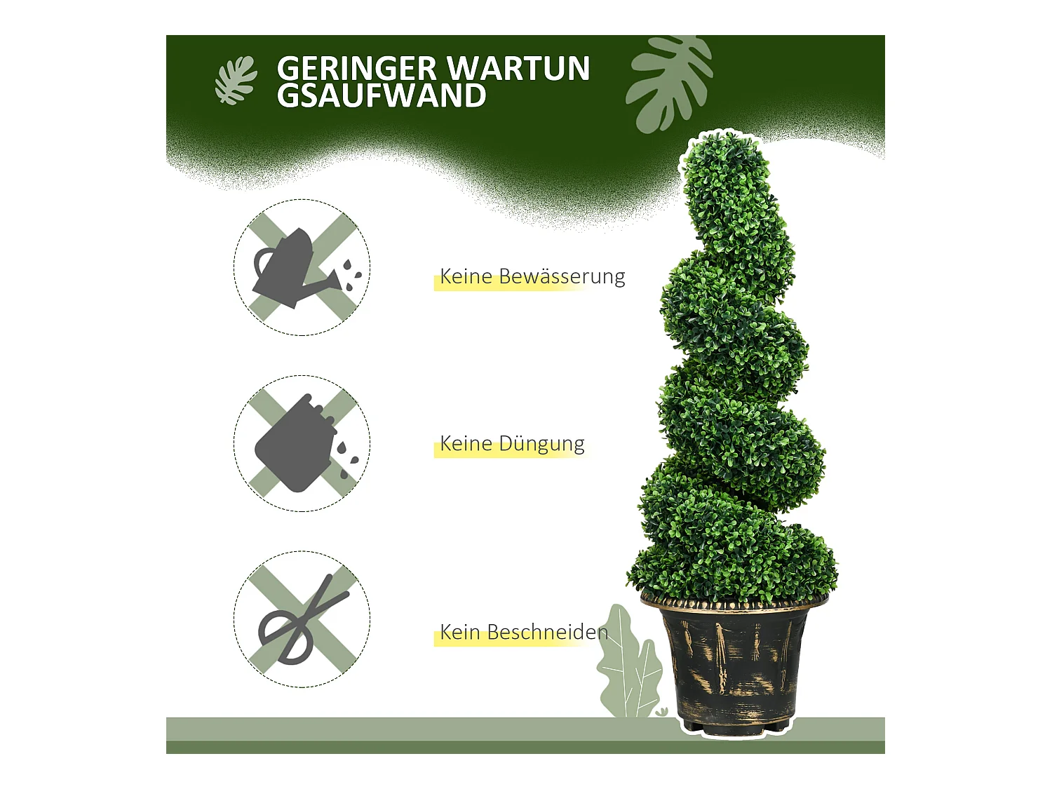 Plantes artificielles 2 pièces, buis UV résistant, en pot, pour intérieur et extérieur, 90 cm (30x30x90 cm)