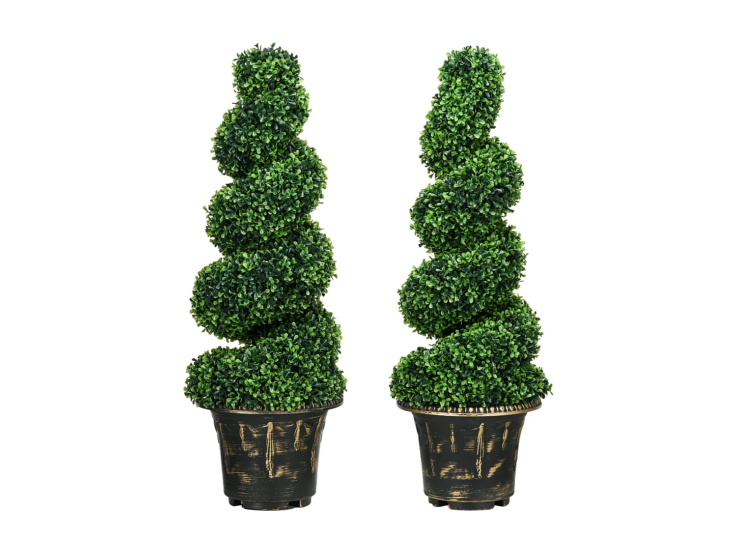 Plantes artificielles 2 pièces, buis UV résistant, en pot, pour intérieur et extérieur, 90 cm (30x30x90 cm)