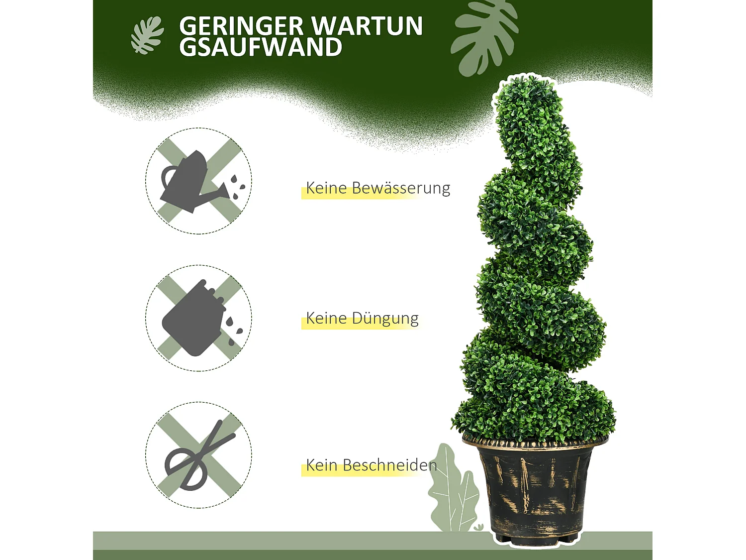 Plantes artificielles 2 pièces, buis UV résistant, en pot, pour intérieur et extérieur, 90 cm (30x30x90 cm)