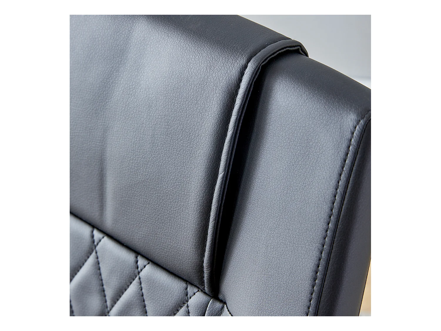 Chaise de salle à manger nordique, PU noir, pieds métalliques argentés (40.6x48.2x96.5 cm)