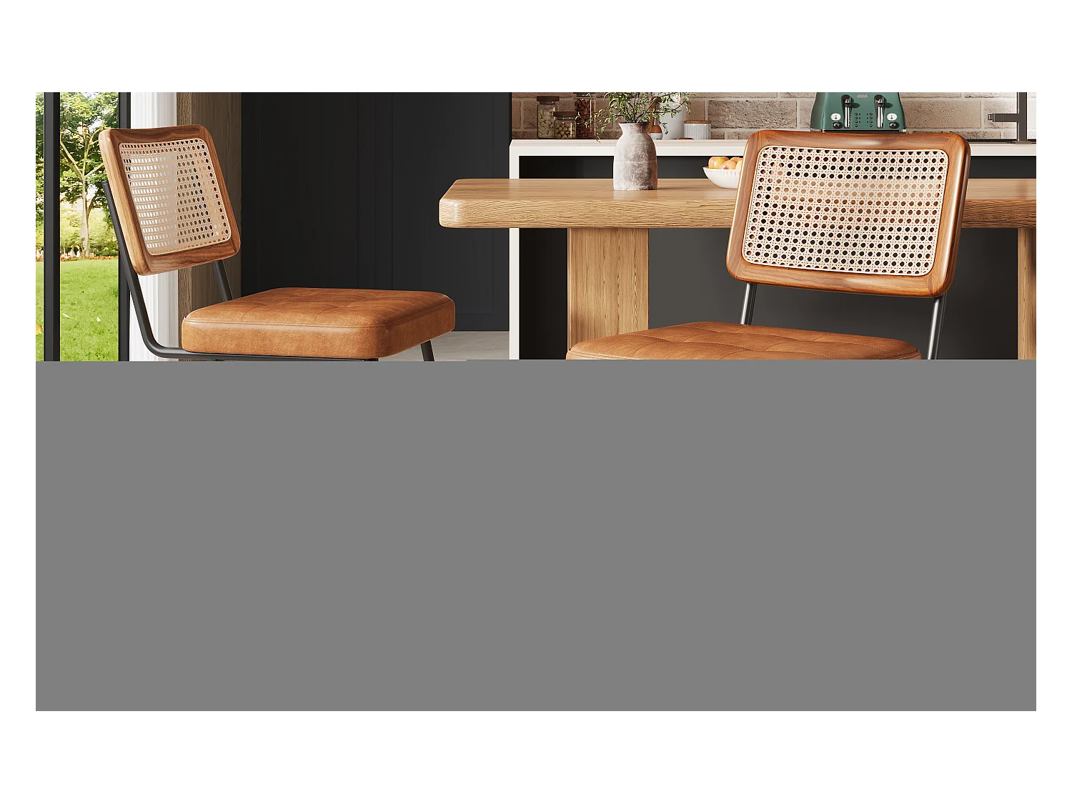 Chaise de salle à manger en simili cuir (2 pièces), fauteuil de maquillage ergonomique, métal, marron (61x46x79 cm)