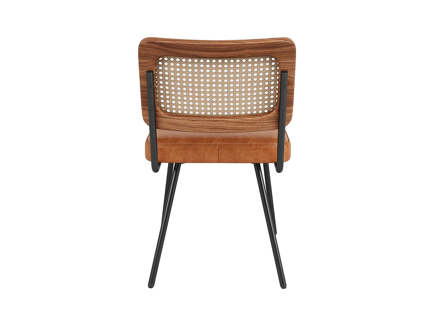 Chaise de salle à manger en simili cuir (2 pièces), fauteuil de maquillage ergonomique, métal, marron (61x46x79 cm)