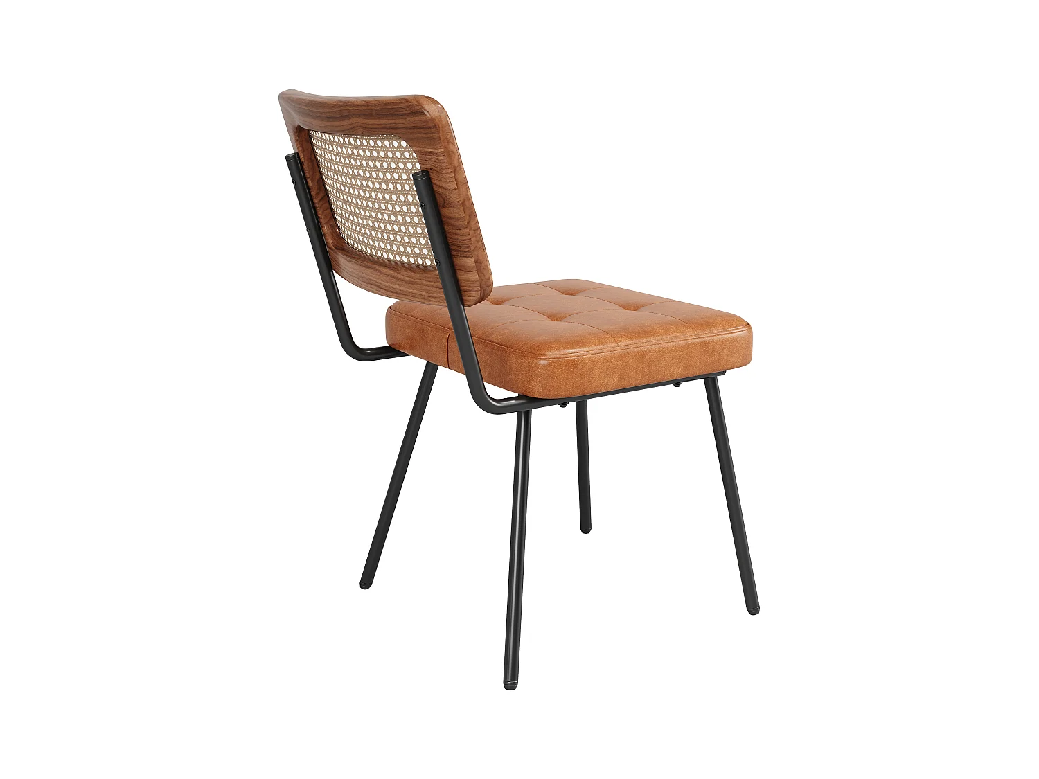 Chaise de salle à manger en simili cuir (2 pièces), fauteuil de maquillage ergonomique, métal, marron (61x46x79 cm)
