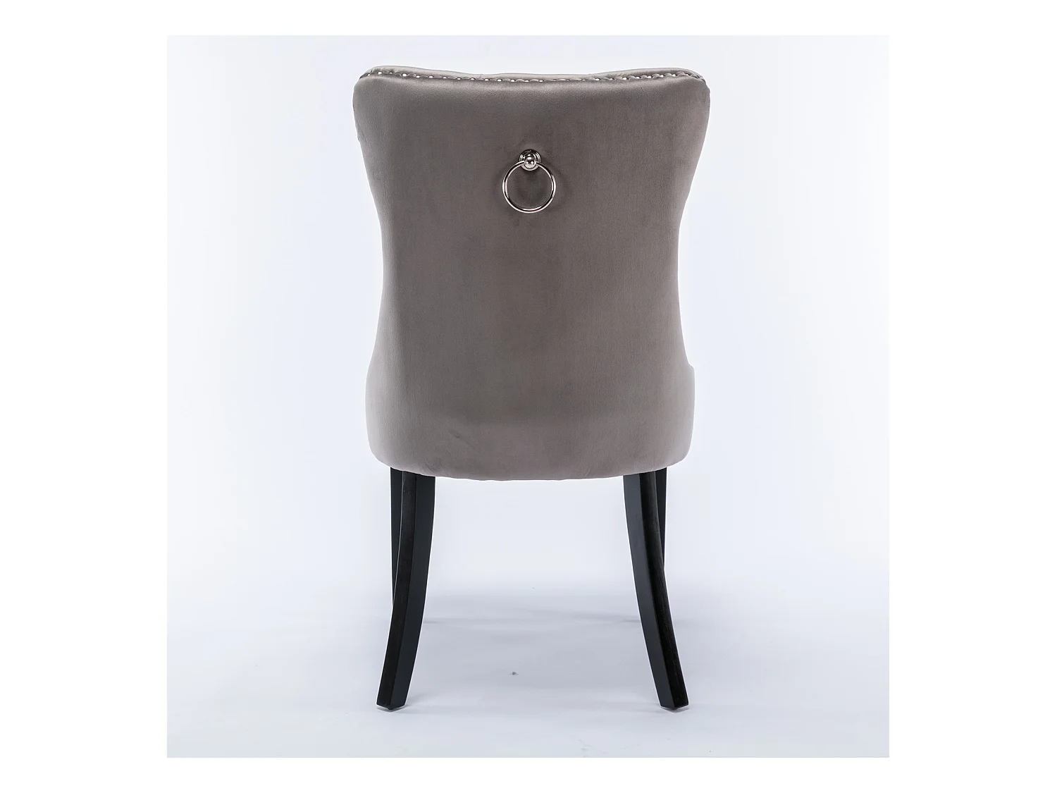 Sedia da pranzo moderna, velluto grigio, gambe in legno, chiodi decorativi, set da 2 (65x50x95 cm)