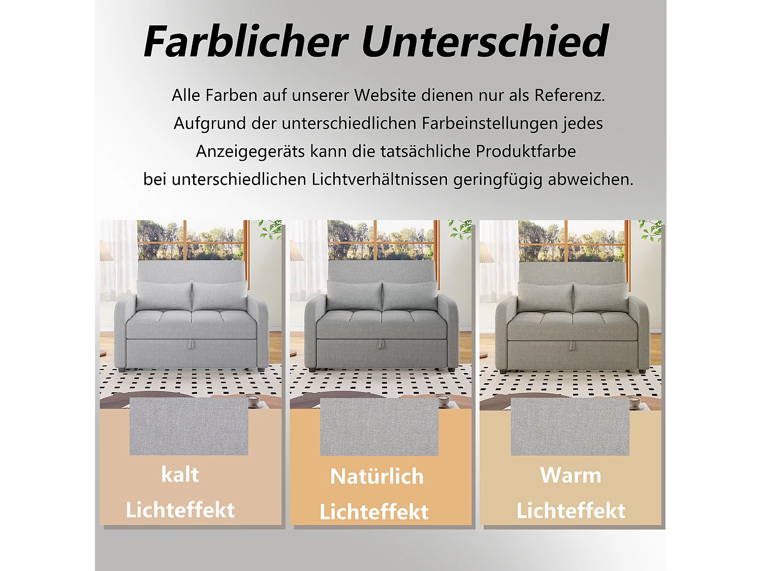 Multifunctionele slaapbank, verstelbare structuur, linnen en katoenen stof, antiekgrijs (127x75x94 cm)