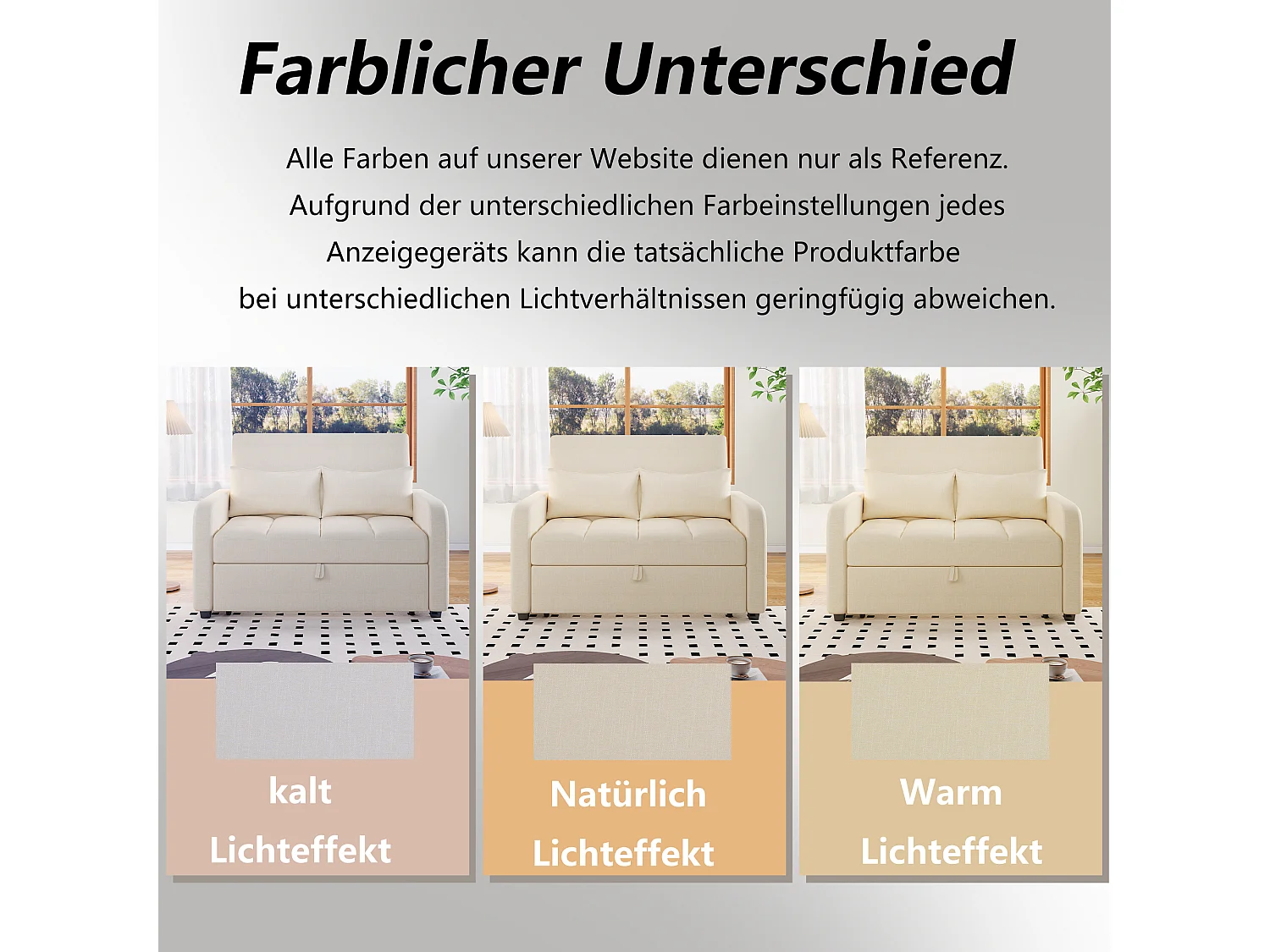 Sofá cama plegable 3 en 1 con portavasos y soporte para teléfono, tela de lino, gris oscuro (127 x 75 x 94 cm)