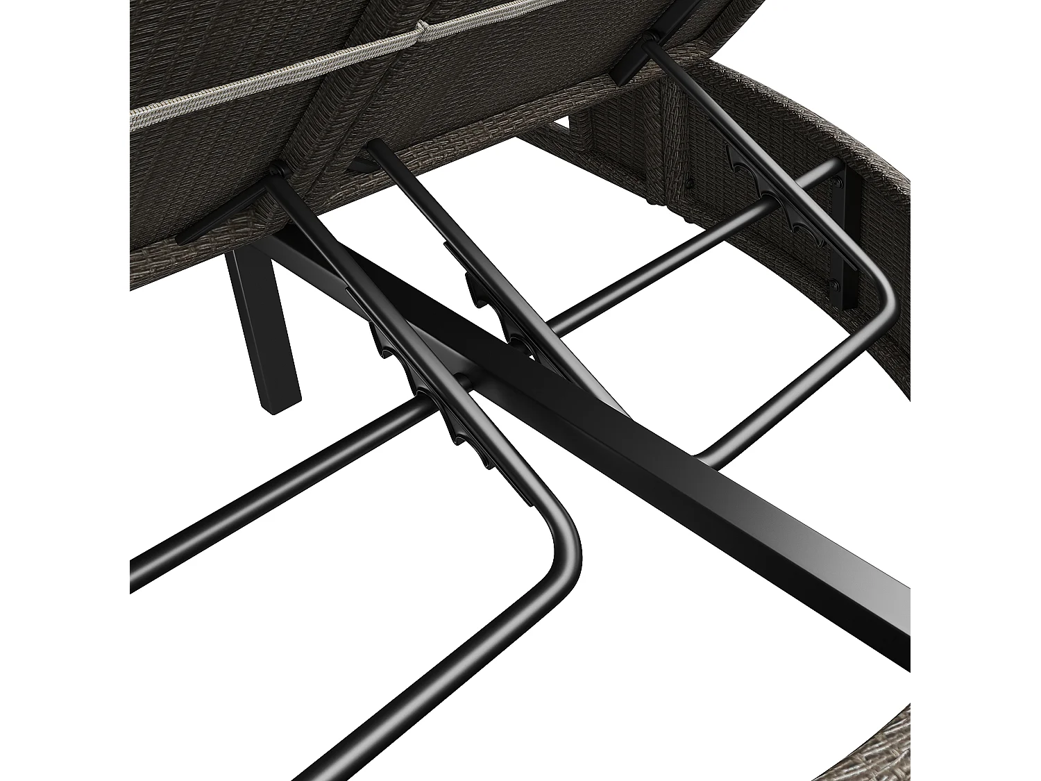 Canapé de jardin en rotin, transat double avec dossier réglable, cadre en métal, tissu imperméable gris (199.9x140.5x41.9 cm)