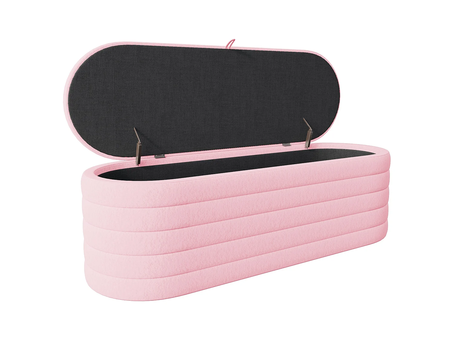 Pouf avec rangement, canapé-housse Teddy, 120x40 cm, tissu flanelle, rose (120x40x40 cm)