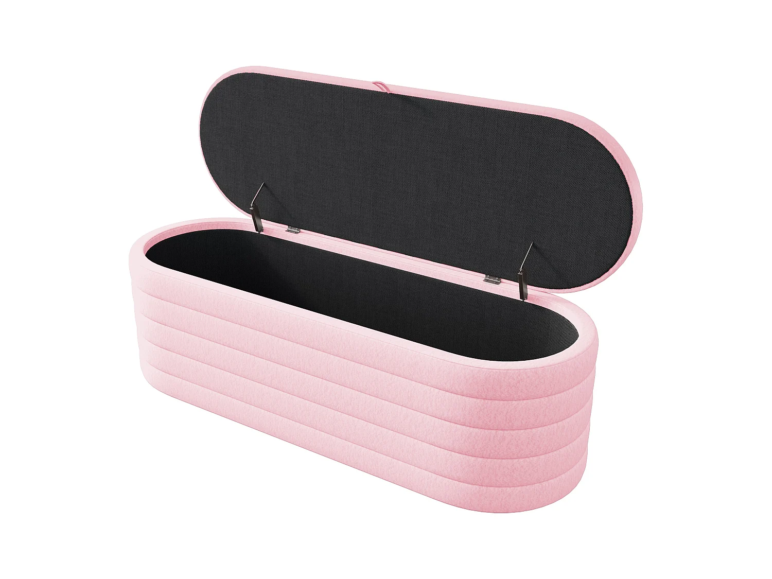 Pouf avec rangement, canapé-housse Teddy, 120x40 cm, tissu flanelle, rose (120x40x40 cm)