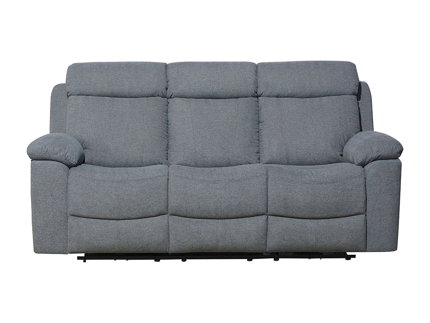 Canapé de salon de 3 places avec 2 zones relax en tissu couleur Gris - Longueur 206 x profondeur 96 x hauteur 102 cm