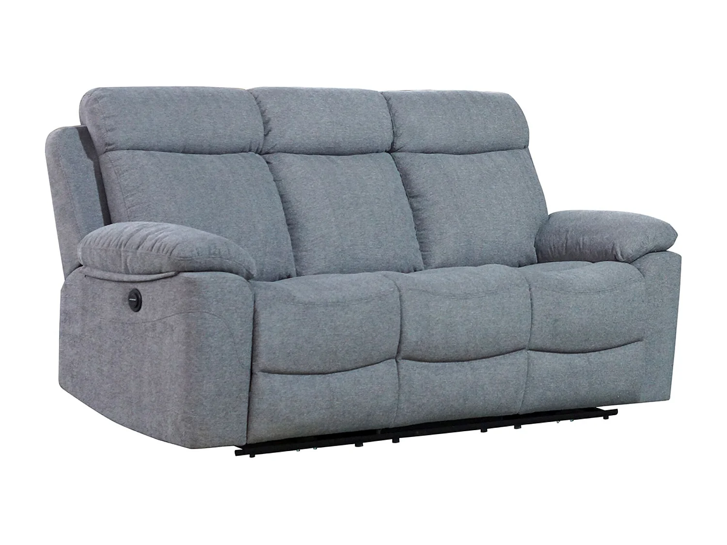 Canapé de salon de 3 places avec 2 zones relax en tissu couleur Gris - Longueur 206 x profondeur 96 x hauteur 102 cm