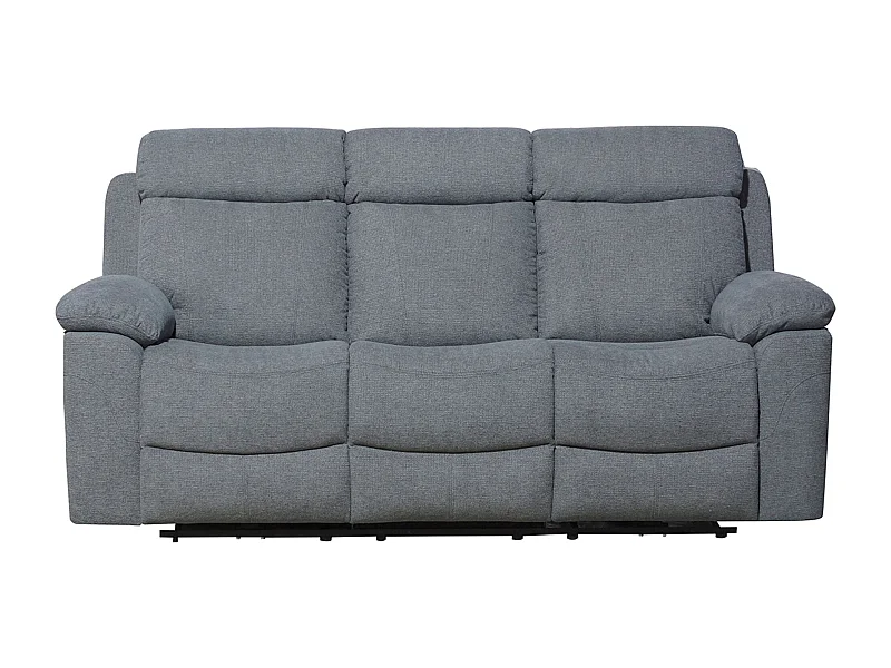 Canapé de salon de 3 places avec 2 zones relax en tissu couleur Gris - Longueur 206 x profondeur 96 x hauteur 102 cm